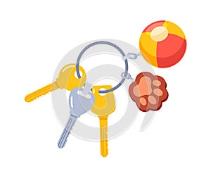 Keyring with keys and bibelot vector illustration