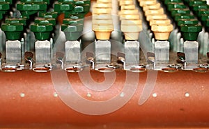 Keys of adding machine. Old vintage adding machine.