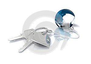 Keys attached to globe keyring
