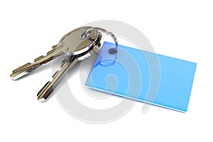 Keys with a Blank Blue Keyring