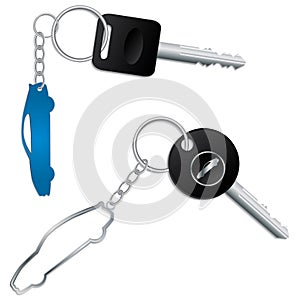 Keys with car shaped keyholders