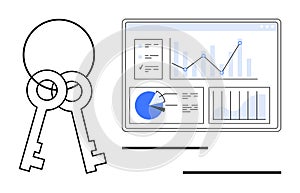 Keys and Data Analytics Dashboard Representing Security and Insights