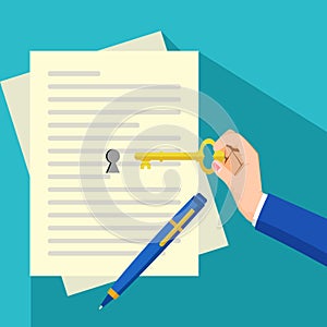 Keys and documents. The concept of deciphering the document