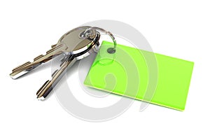 Keys with a Green Blank Keyring photo