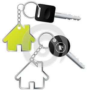 Keys with house shaped keyholders