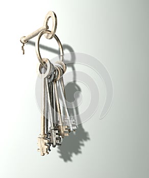 Keys Inserted Into White Wall