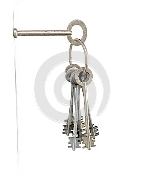 Keys Inserted Into White Wall