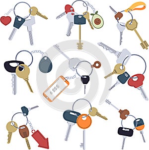 Keys with keychain and number of room pattern