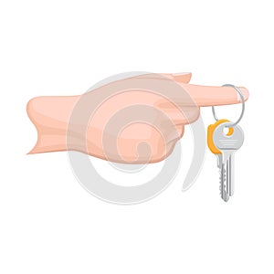 Keys on Keyring in Human Hand Flat Style Vector