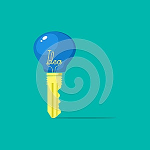 Keys and light bulbs. The concept of solving puzzles. vector illustration