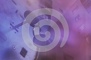 The keys in the lock on the background of the house