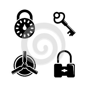 Keys and lock. Simple Related Vector Icons