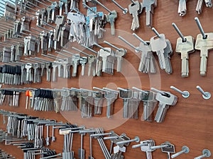 Keys locksmith shelve many types photo