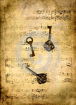 Keys on music sheet