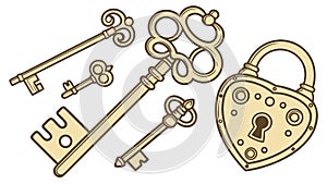 Keys and Padlock, Security and Access, vector design Generative AI