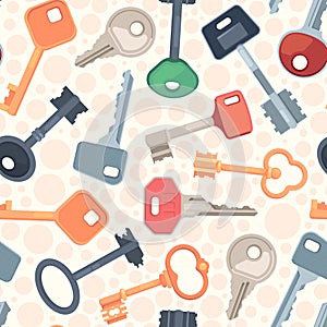 Keys pattern. Protection security symbols steel keys seamless background for textile design projects garish vector locks