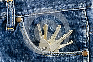 Keys in a pocket of jeans.