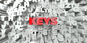 KEYS - Red text on typography background - 3D rendered royalty free stock image