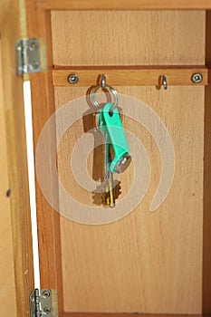 Keys on the ring, two keys and a key ring from the intercom on the ring