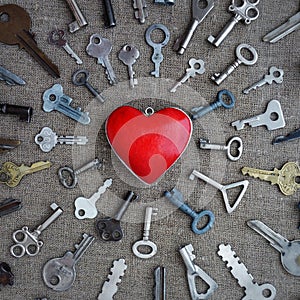 Keys strive to the heart, conceptual photo