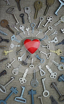 Keys strive to the red heart, square conceptual photo photo