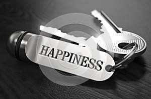 Keys to Happiness. Concept on Golden Keychain