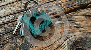 The Keys on Wooden Surface.AI generated image