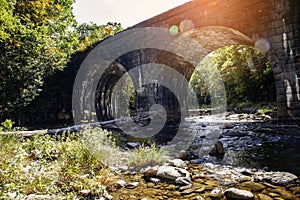 Keystone arches bridge on the Westfiled river in Berkshires Massachusetts