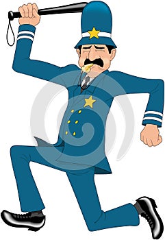 Keystone Cop Cartoon Vector Illustration