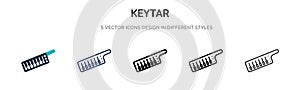 Keytar icon in filled, thin line, outline and stroke style. Vector illustration of two colored and black keytar vector icons