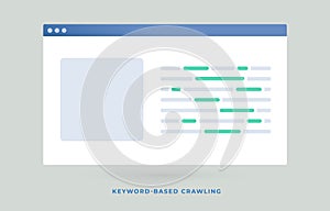 Keyword-based Crawling Search Engine Optimization SEO flat vector illustration. Query-based focused web crawler