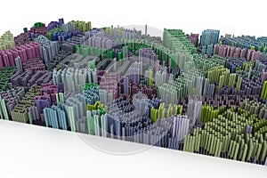 Keyword of Project. Colorful 3D rendering. Abstract shape compos