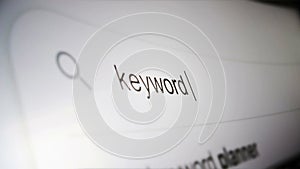 Keyword research find by typing on screen in search engine