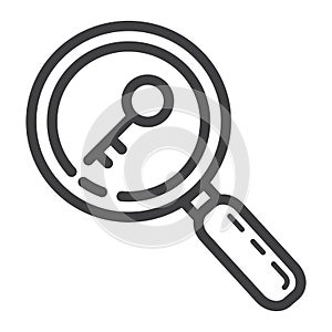 Keyword research line icon, seo and development