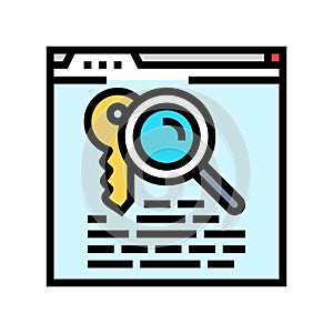 keyword research seo color icon vector illustration