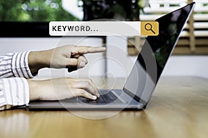 Keyword research for seo content on website concept. tags search, on-page optimization