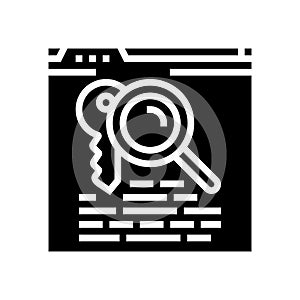 keyword research seo glyph icon vector illustration