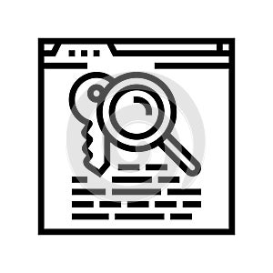 keyword research seo line icon vector illustration