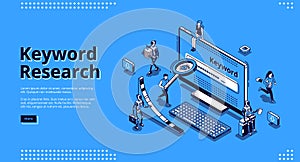 Keyword research seo tool isometric landing page