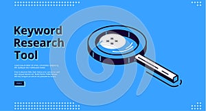 Keyword research tool isometric landing page.