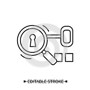 Keyword search icon. Concept pictogram of search engine optimization process