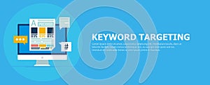 Keyword Targeting Banner. Computer with text and icons