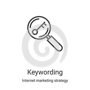 keywording icon vector from internet marketing strategy collection. Thin line keywording outline icon vector illustration. Linear