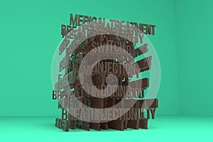 3D rendering. Decorative, illustrations CGI typography, health r