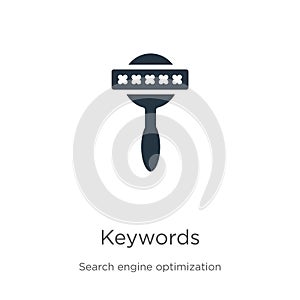 Keywords icon vector. Trendy flat keywords icon from search engine optimization collection isolated on white background. Vector