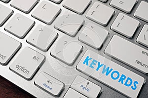 Keywords on a keyboard button.