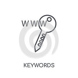 Keywords linear icon. Modern outline Keywords logo concept on wh