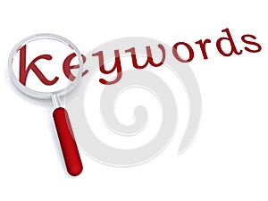 Keywords with magnifying glass