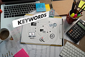 Keywords Research COMMUNICATION research, on-page optimization  website tags search seo on computer