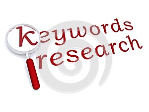 Keywords research with magnifying glass